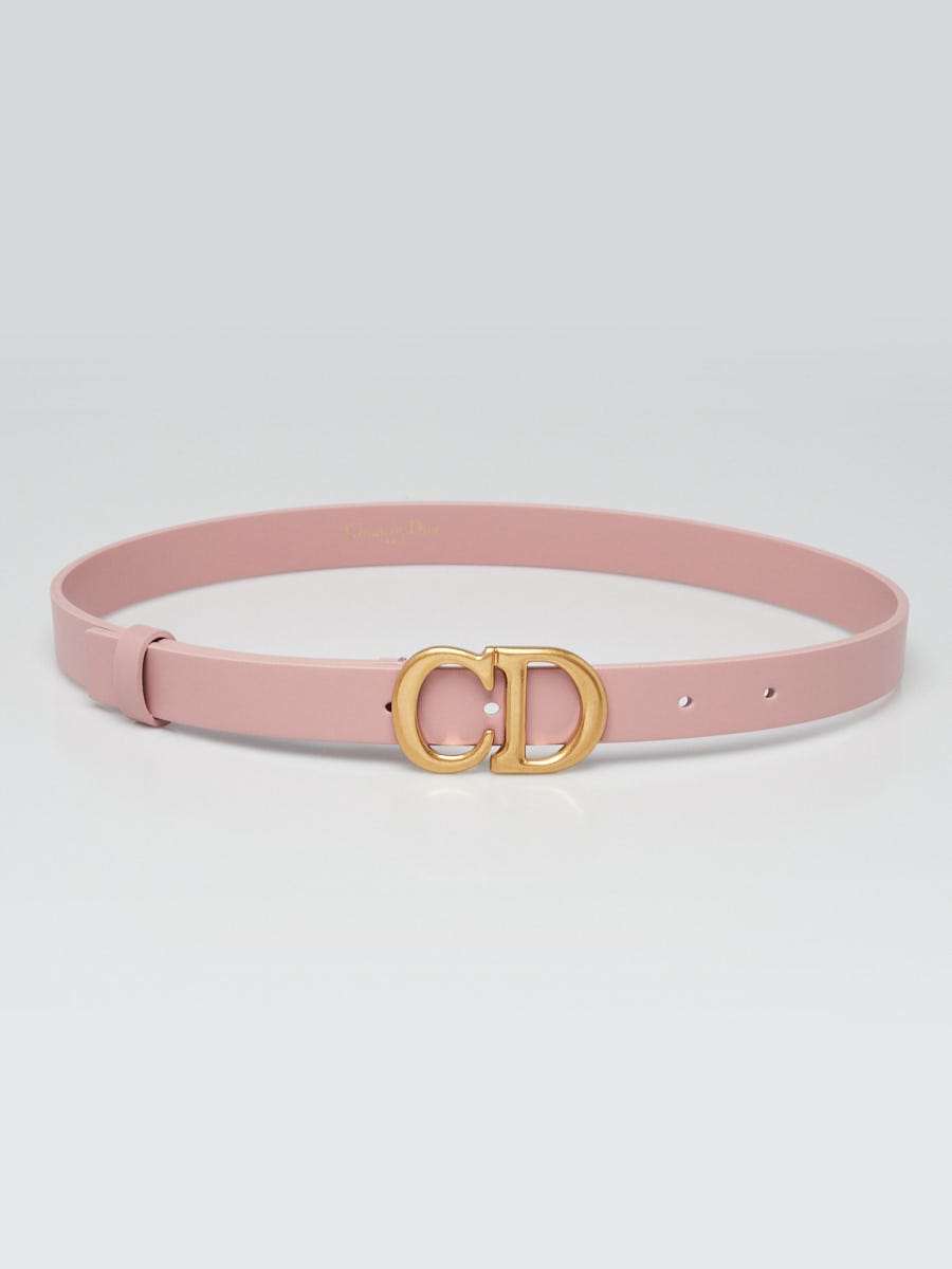 Christian Dior Pink Leather CD Skinny Belt Size 70 | Yoogi's Closet