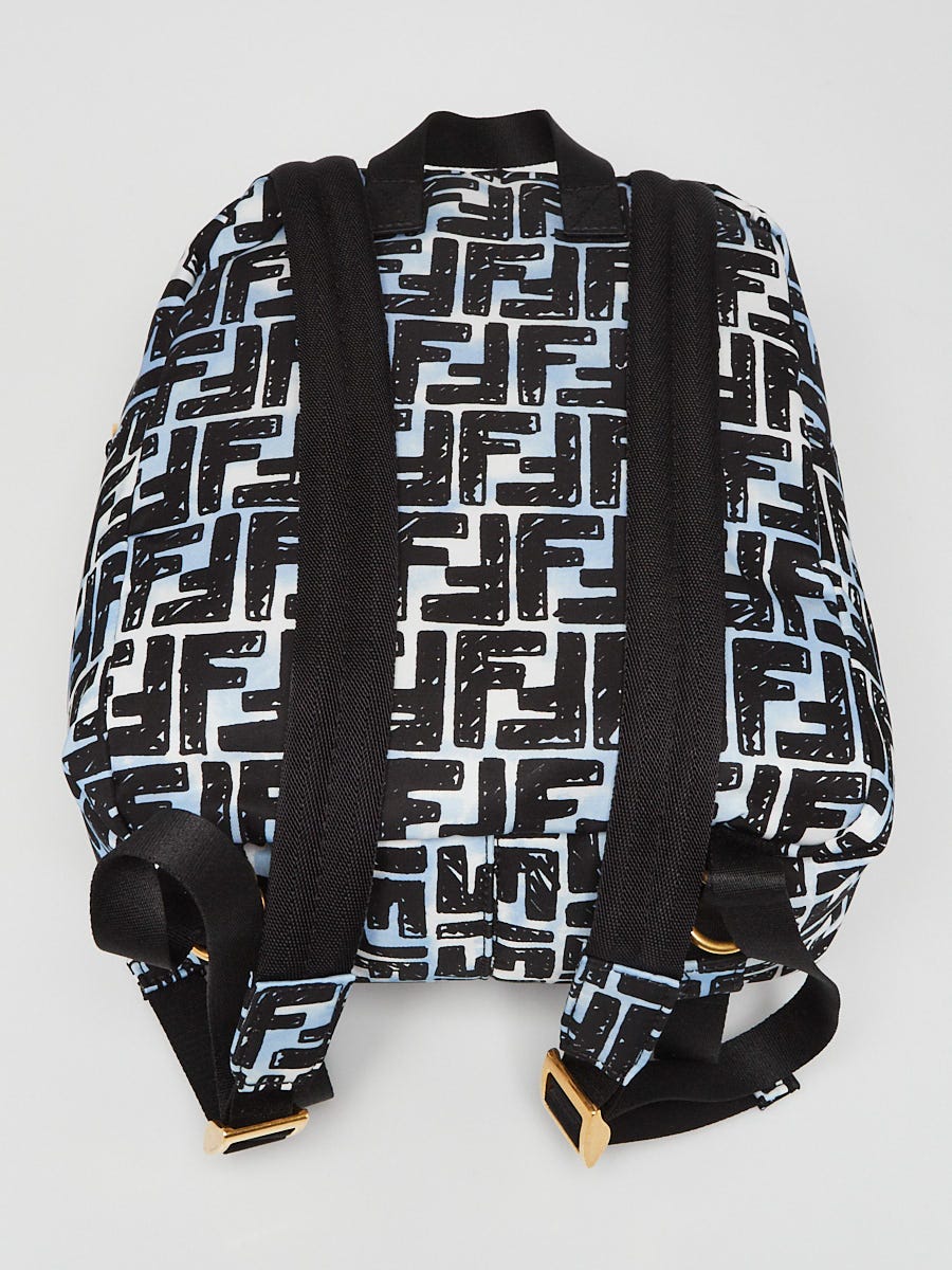 Fendi Blue/Black FF Nylon Small Joshua Backpack Bag - 8BZ048