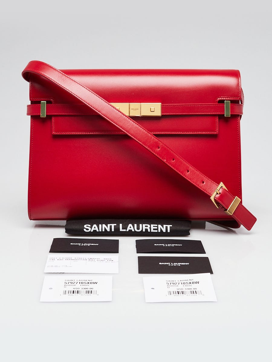 Yves Saint Laurent Eros Red Box Leather Manhattan Shoulder Bag