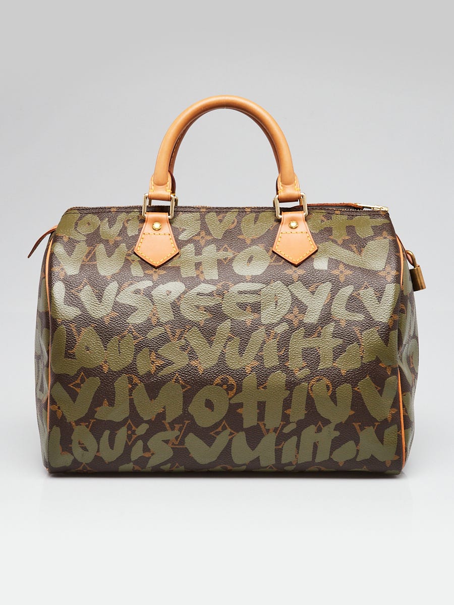 Louis Vuitton Limited Edition Khaki Graffiti Sprouse Speedy 30 Bag