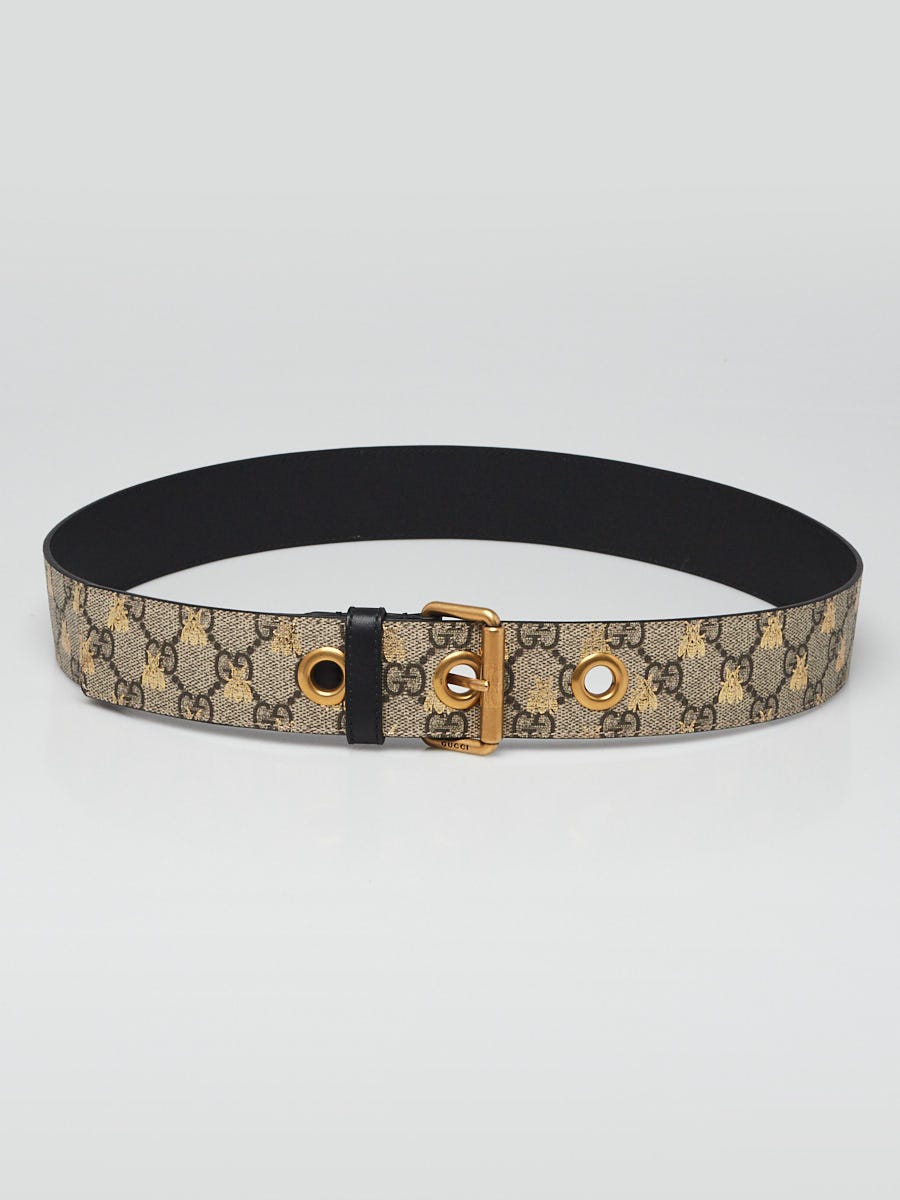 Gucci Beige GG Supreme Coated Canvas Bee Belt Size 90/36 | Yoogi's