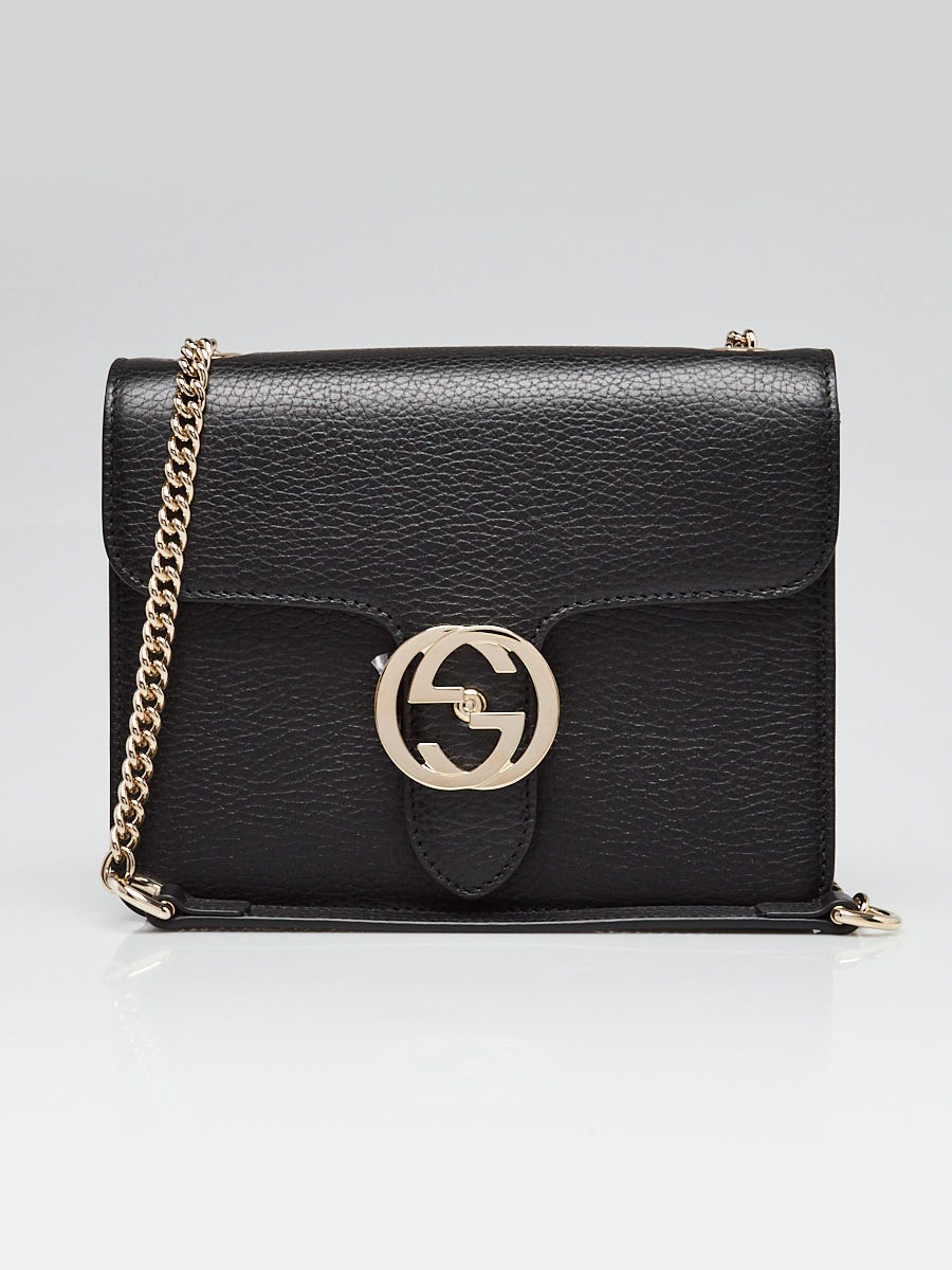 Gucci Black Calfskin Leather Interlocking G Dollar Crossbody Bag