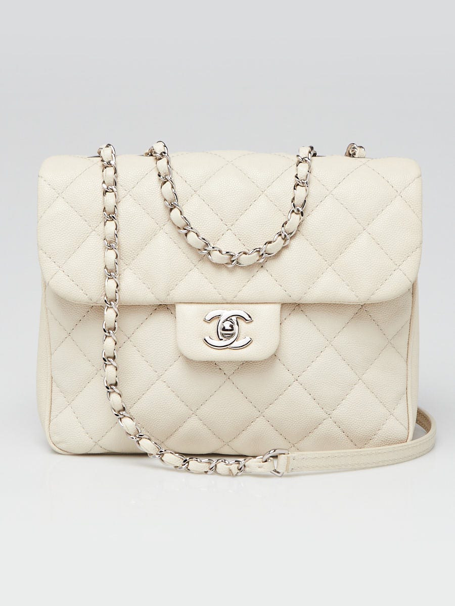 Chanel Ivory Quilted Caviar Leather Urban Companion Square Flap