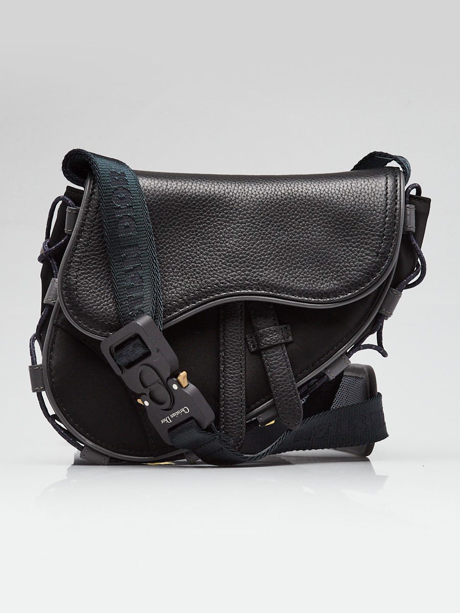 Christian Dior x Sacai Black Nylon Pebbled Leather Dior Mini