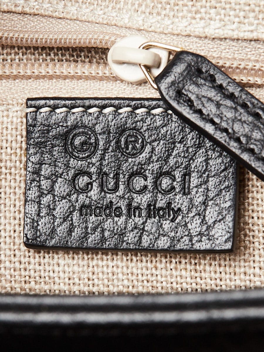 Gucci Black Pebbled Leather Interlocking Top Handle Bag | Yoogi's