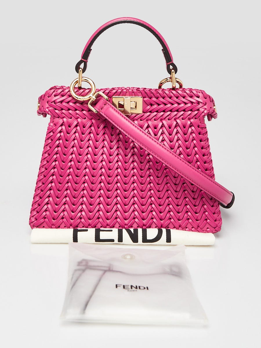 Fendi Ciclamino Pilar Nappa Intreccio Vitello Leather Petite