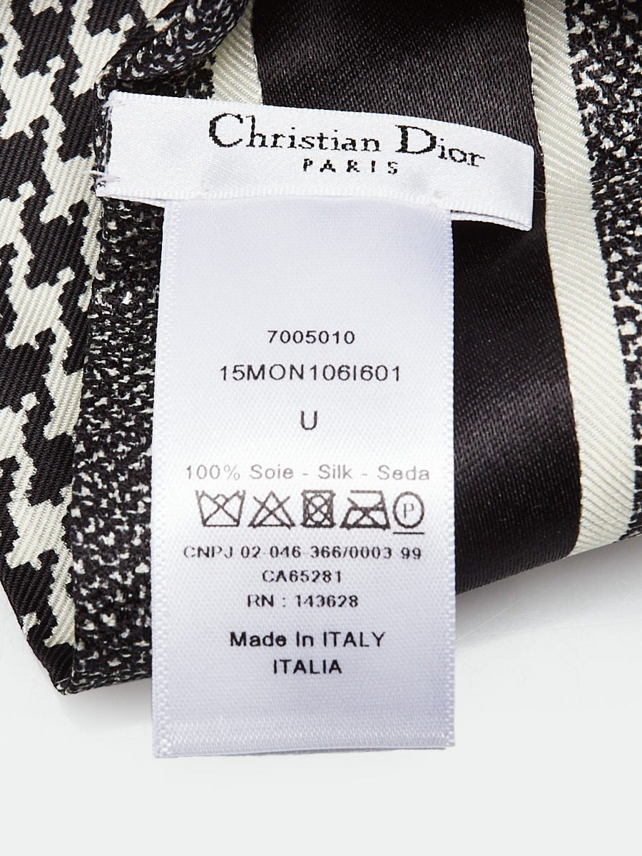 Christian Dior Houndstooth Printed Silk Mitzah Scarf | Yoogi's Closet