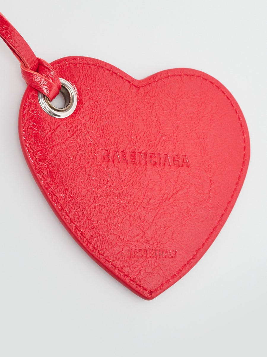 Balenciaga Red Leather Paloma Heart Key Ring and Bag Charm
