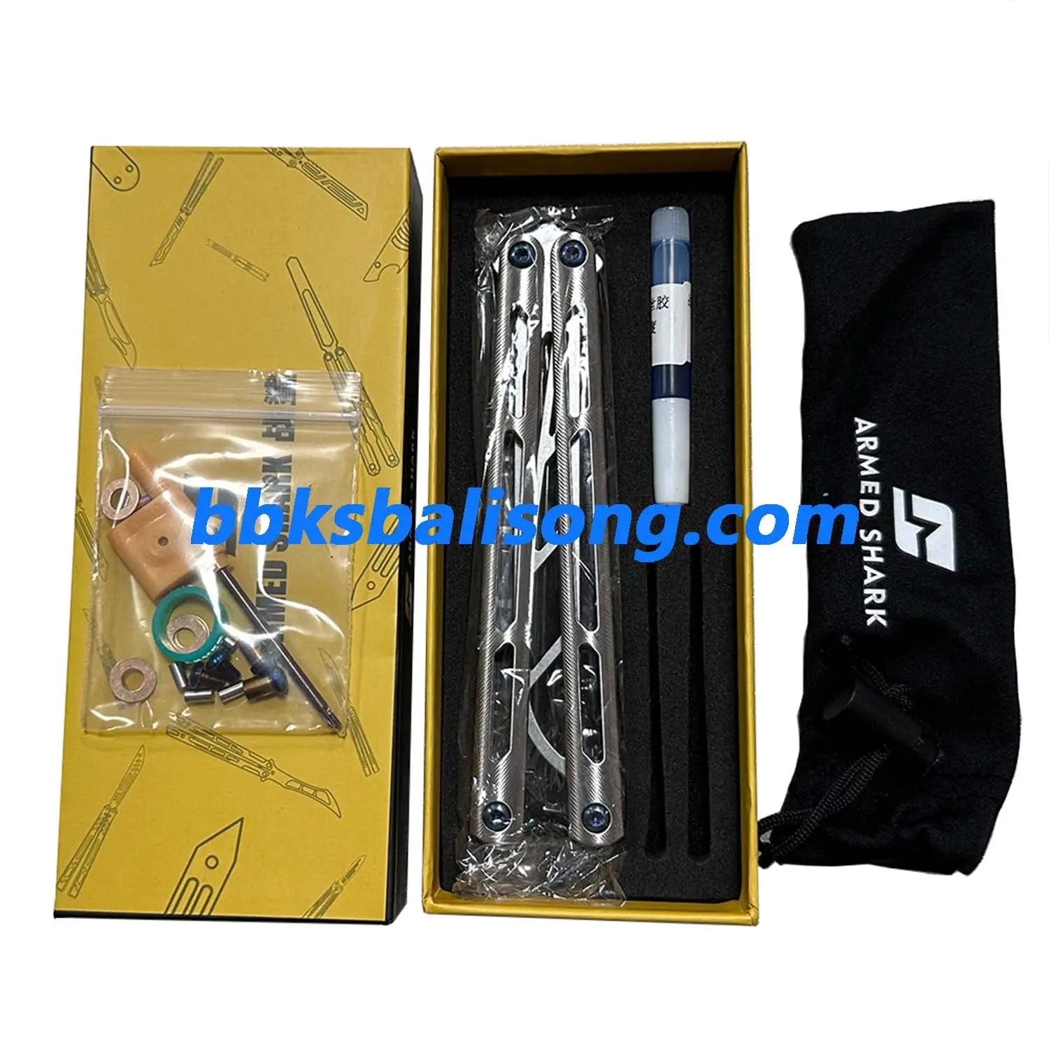 ARMED SHARK Tsunami Balisong Clone Titanium Chanwich Handle