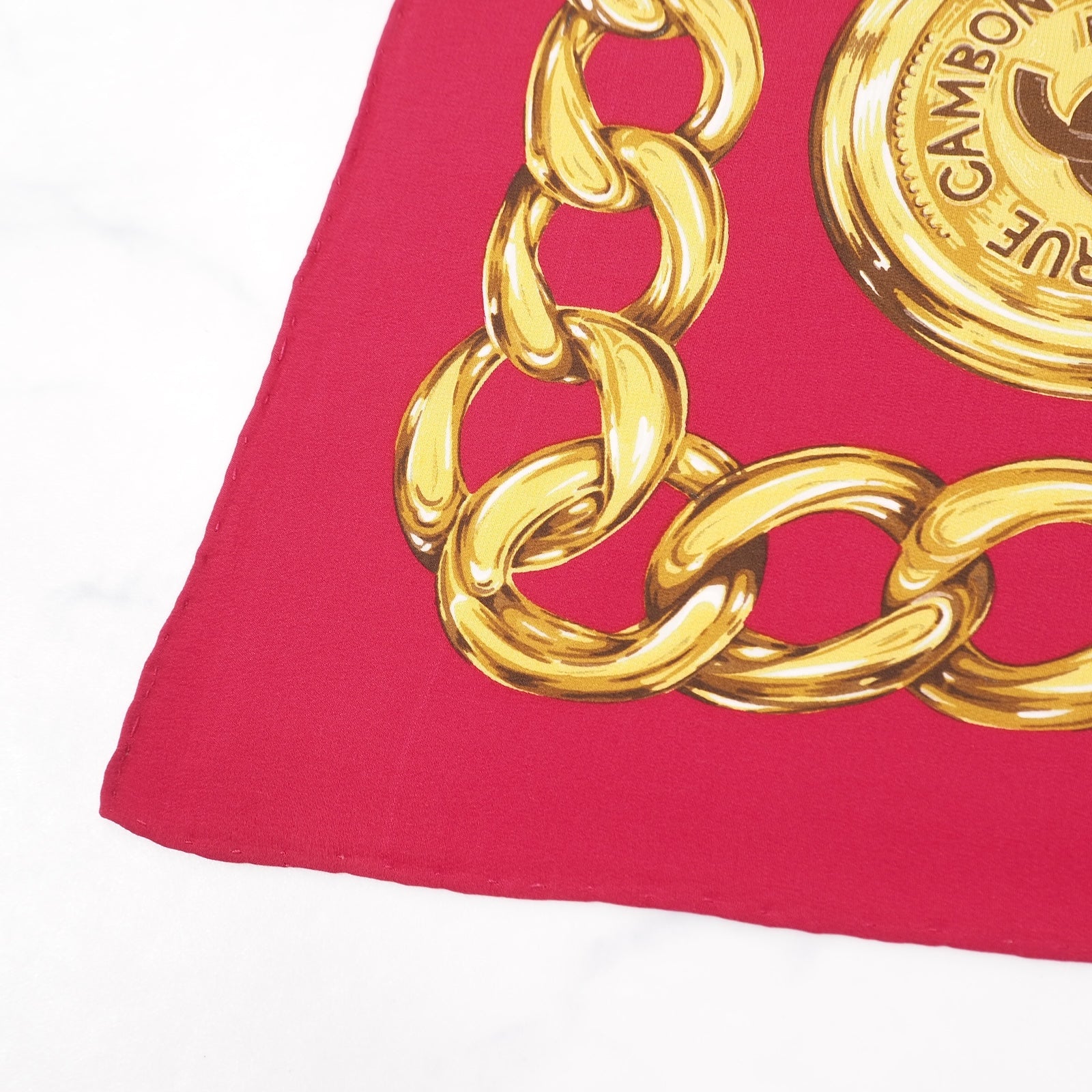 シャネル CHANEL スカーフ レッド ゴールド レディース 箱付 美品 4