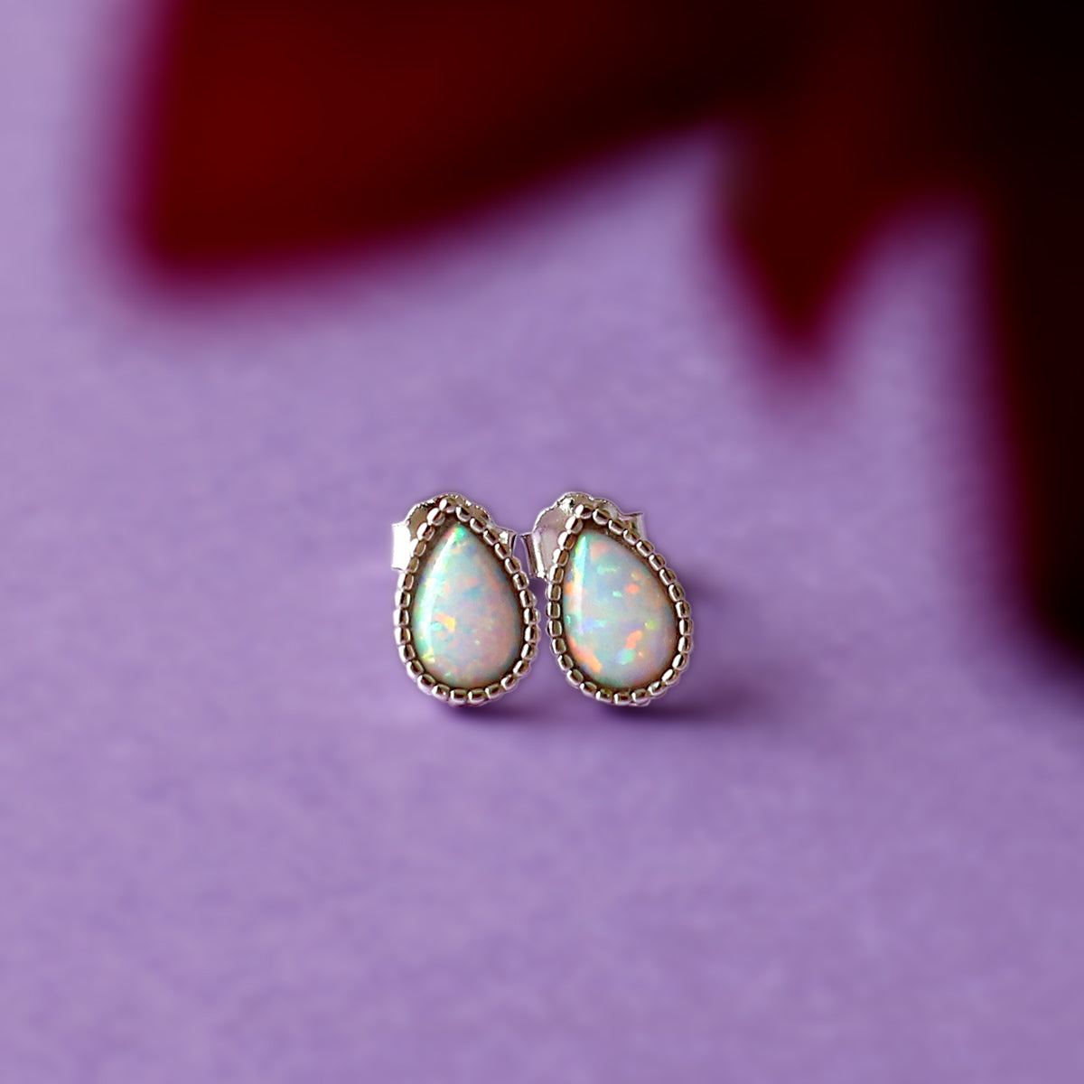 ドロップオパールピアス シルバー925 天然オパール | 水滴型 スタッド