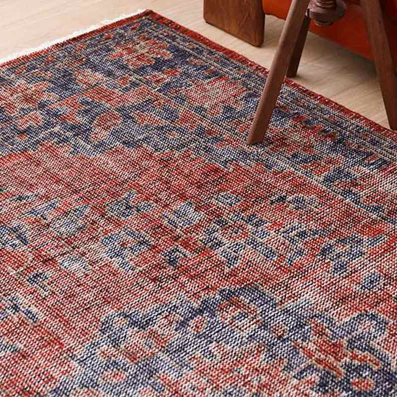 ヴィンテージ風ラグ ウール100％の赤い絨毯 [DP01ダークレッド] | ボー