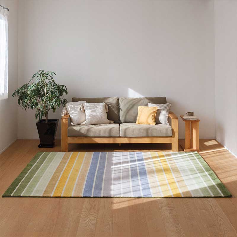 天然素材の厚手ウールラグ [ハグみじゅうたん]フレッシュボーダー