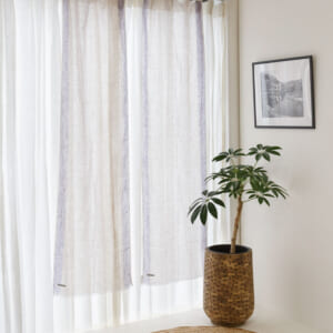 光沢のある既成サイズリネンカーテン [オリーブ Chintz] リネン100