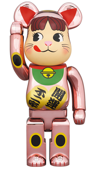 BE@RBRICK招き猫 桃金メッキ 発光 400％