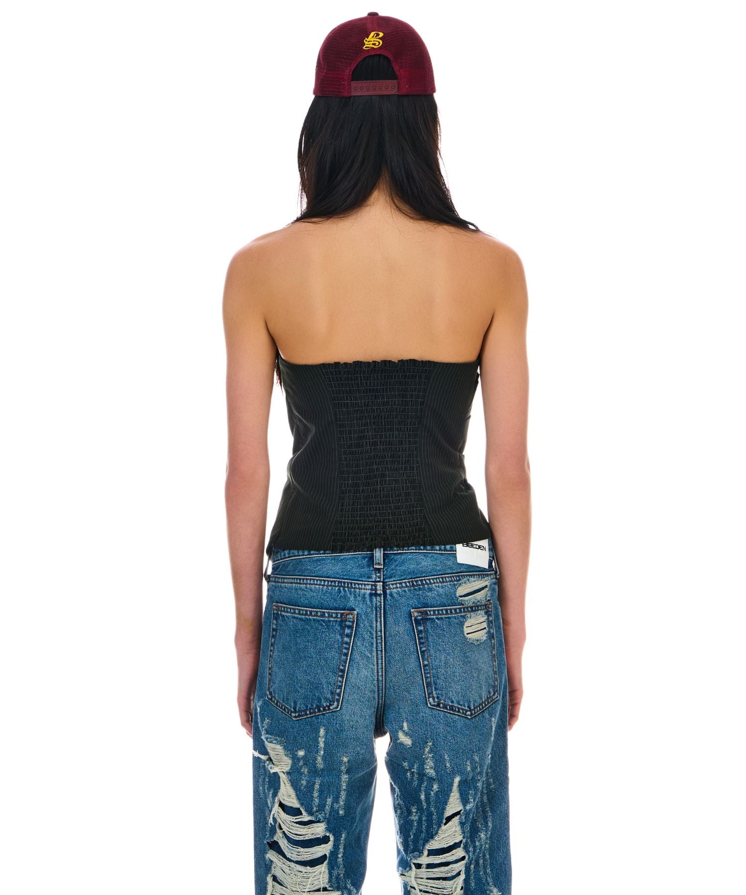 DRAPE ASYMMETRY BARE TOP – BEEDEN