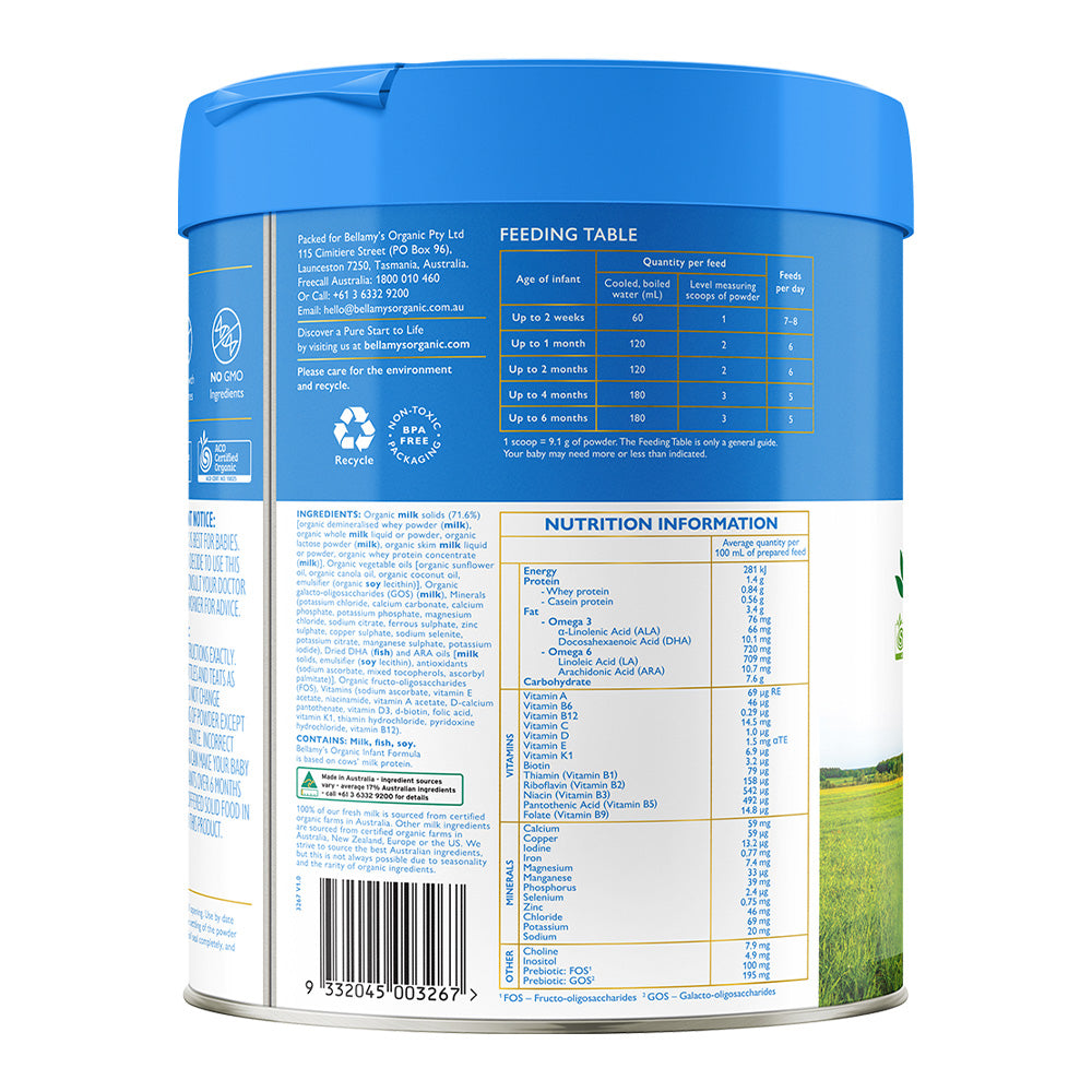 Infant Formula 2.0 (0-6 Months) – Bellamy's Organic