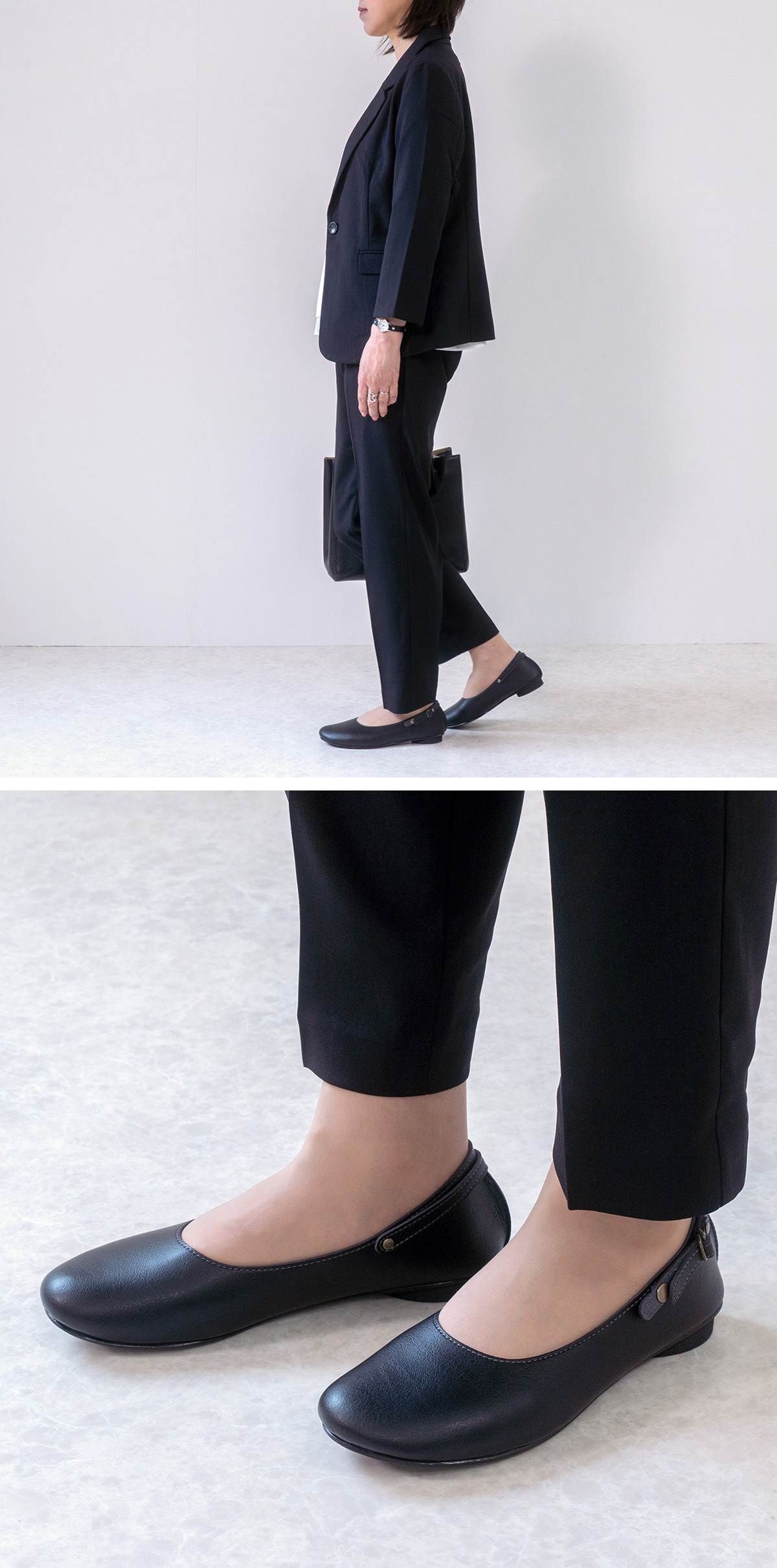 バレエシューズ パンプス 2way ストラップ カジュアル フラットヒール