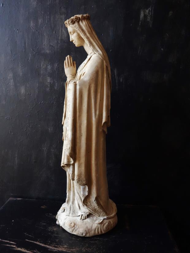 フランスアンティーク亭ベルエポック 花冠の聖母マリア 石膏像