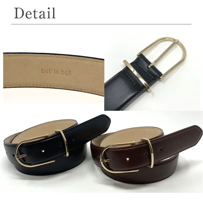ベルト レディース メタルバックルベルト belllabell 牛革 35mm幅(rl