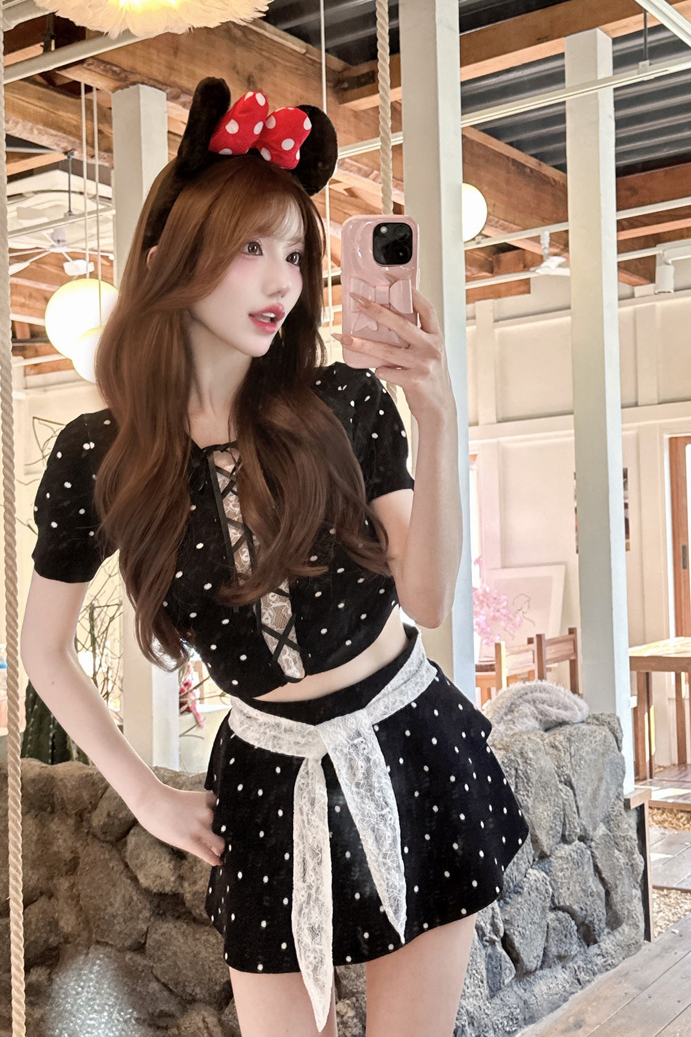 BELEAR MIMI（ベリアミミ）】ウエストレースミニスカート