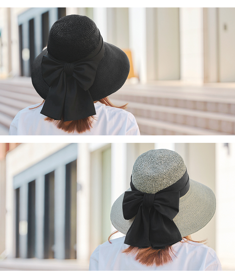 100%完全遮光 国産 美シェリ つば広 ペーパーハット シュガーリボン