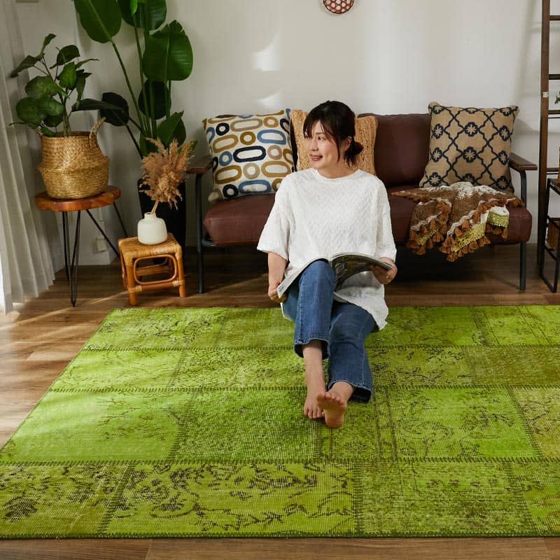 世界にたった1つ。斬新でモダンな『ビンテージパッチワークラグ #19