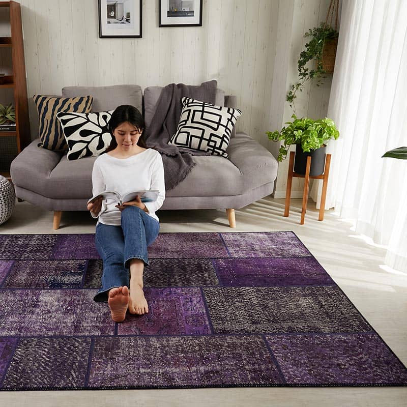 世界にたった1つ。斬新でモダンな『ビンテージパッチワークラグ #07