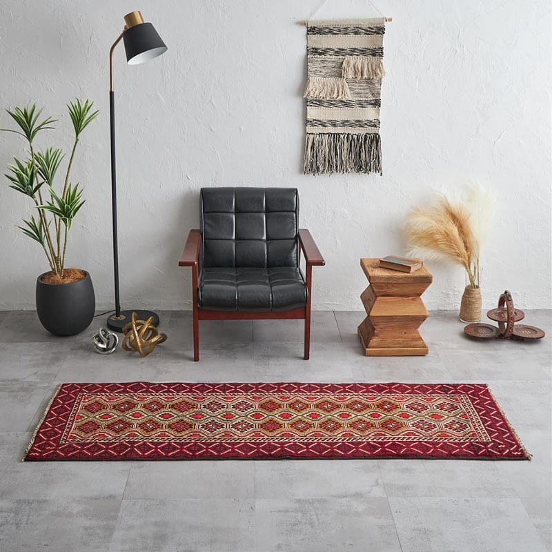 一点もので、一生もの】天然ウール100%トライバルヴィンテージラグ 約