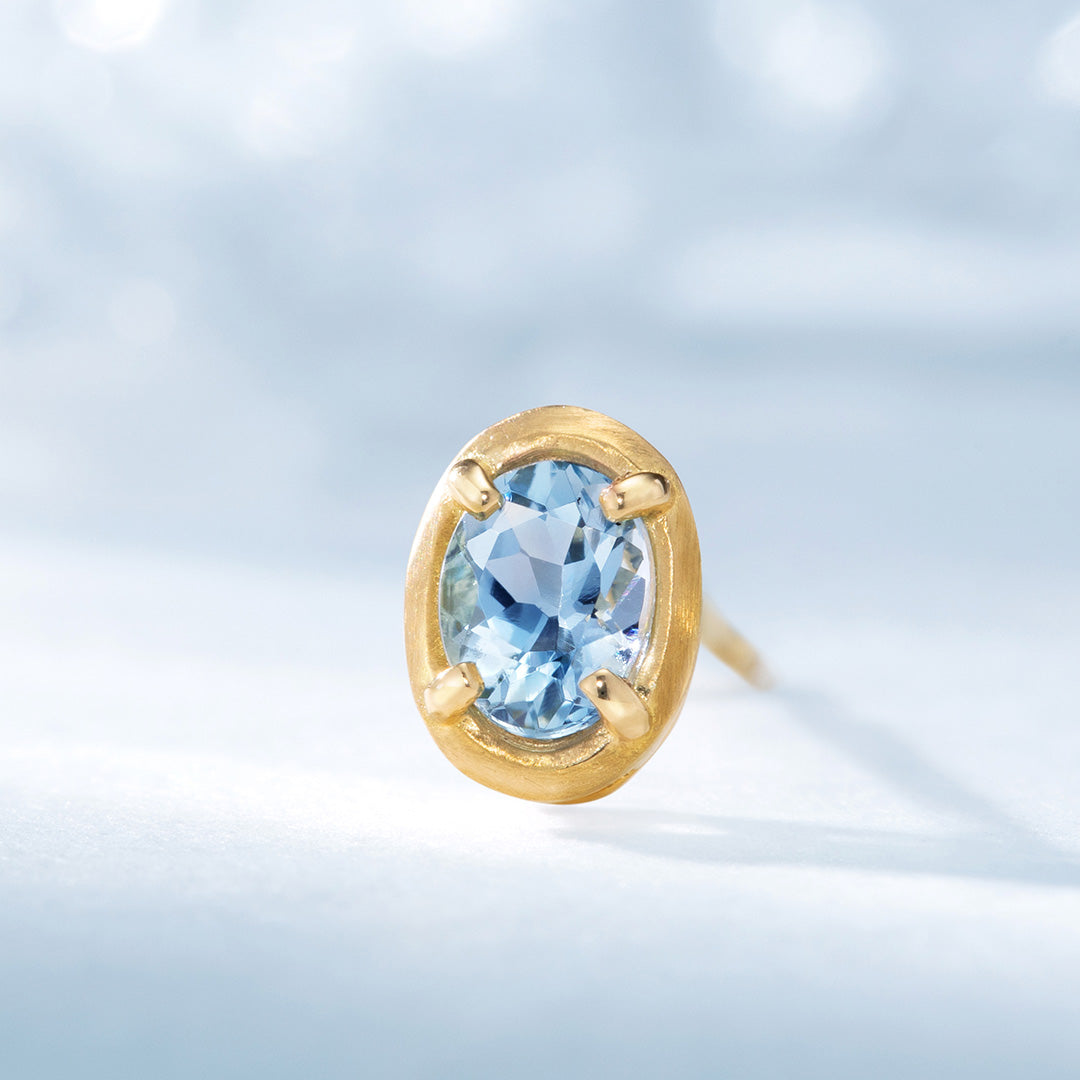 ビズー公式】アクアマリン K18/PTピアス(片耳)・セルマン| 希少石