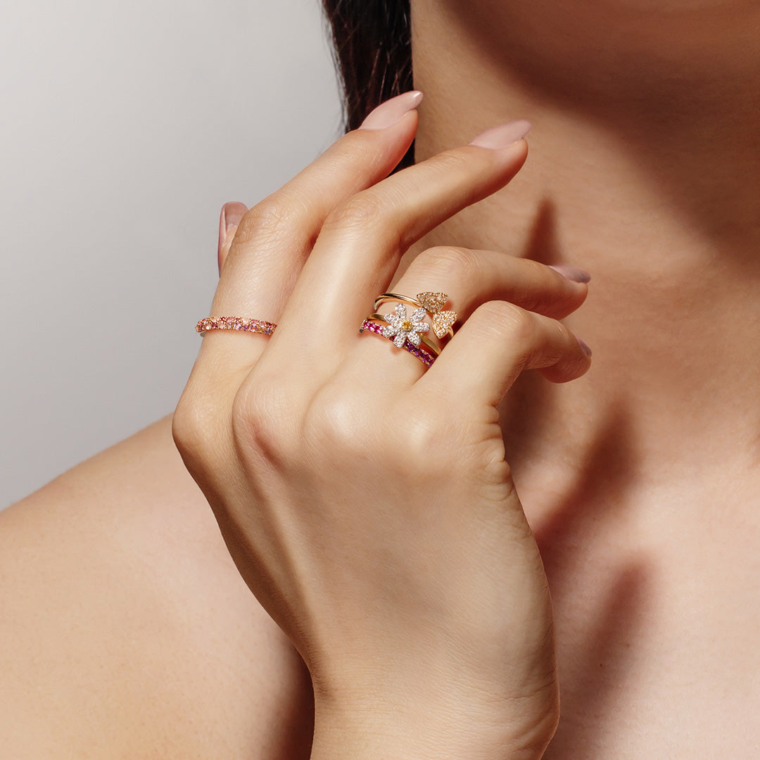 ビズー公式】ダイヤモンド K18 イエローゴールド リング フルール