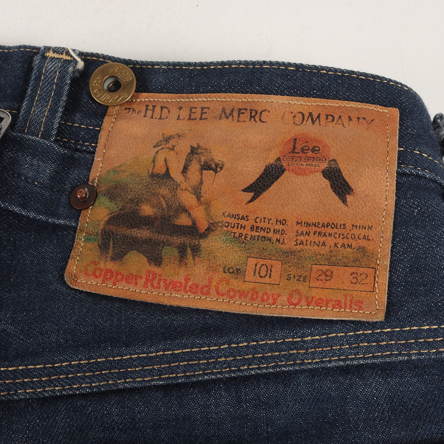 Lee シンチバック 尾錠 付き ビンテージ 90年代 101 ハラコ w31 Lee