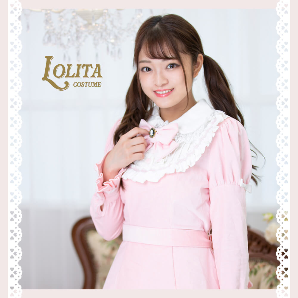 カメオリボンつき クラシカルベロアワンピース | BODYLINE & LunaBelle