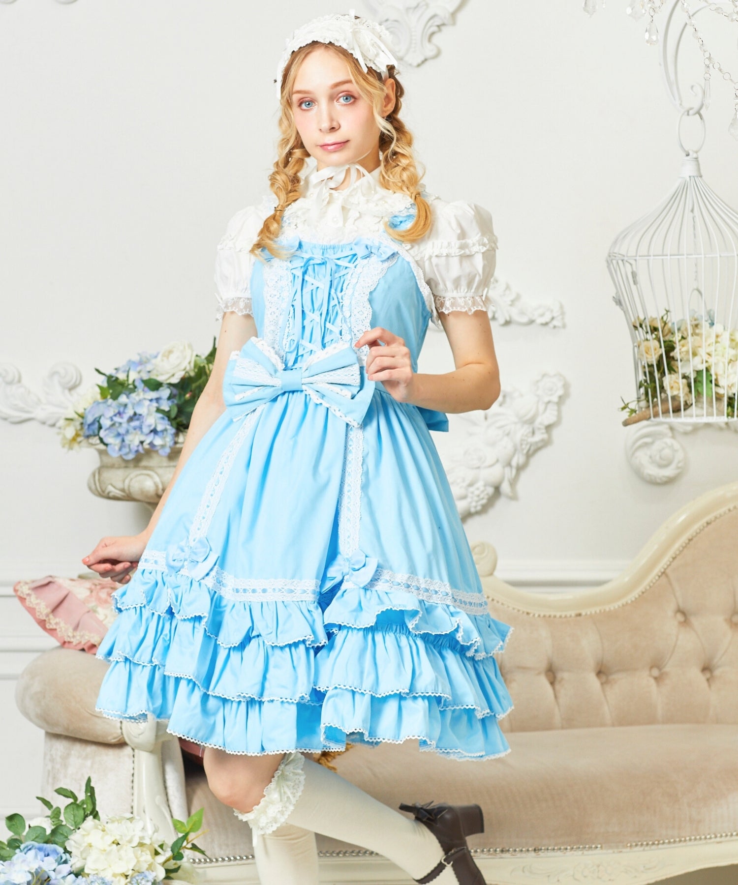 両面編み上げのはしごレースジャンパースカート | BODYLINE & LunaBelle