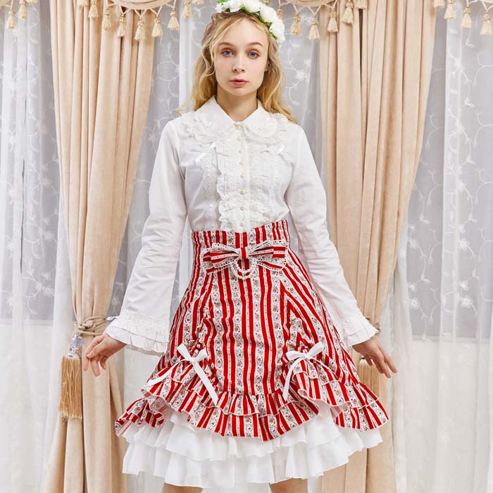 クラシカルフラワーストライプスカート | BODYLINE & LunaBelle