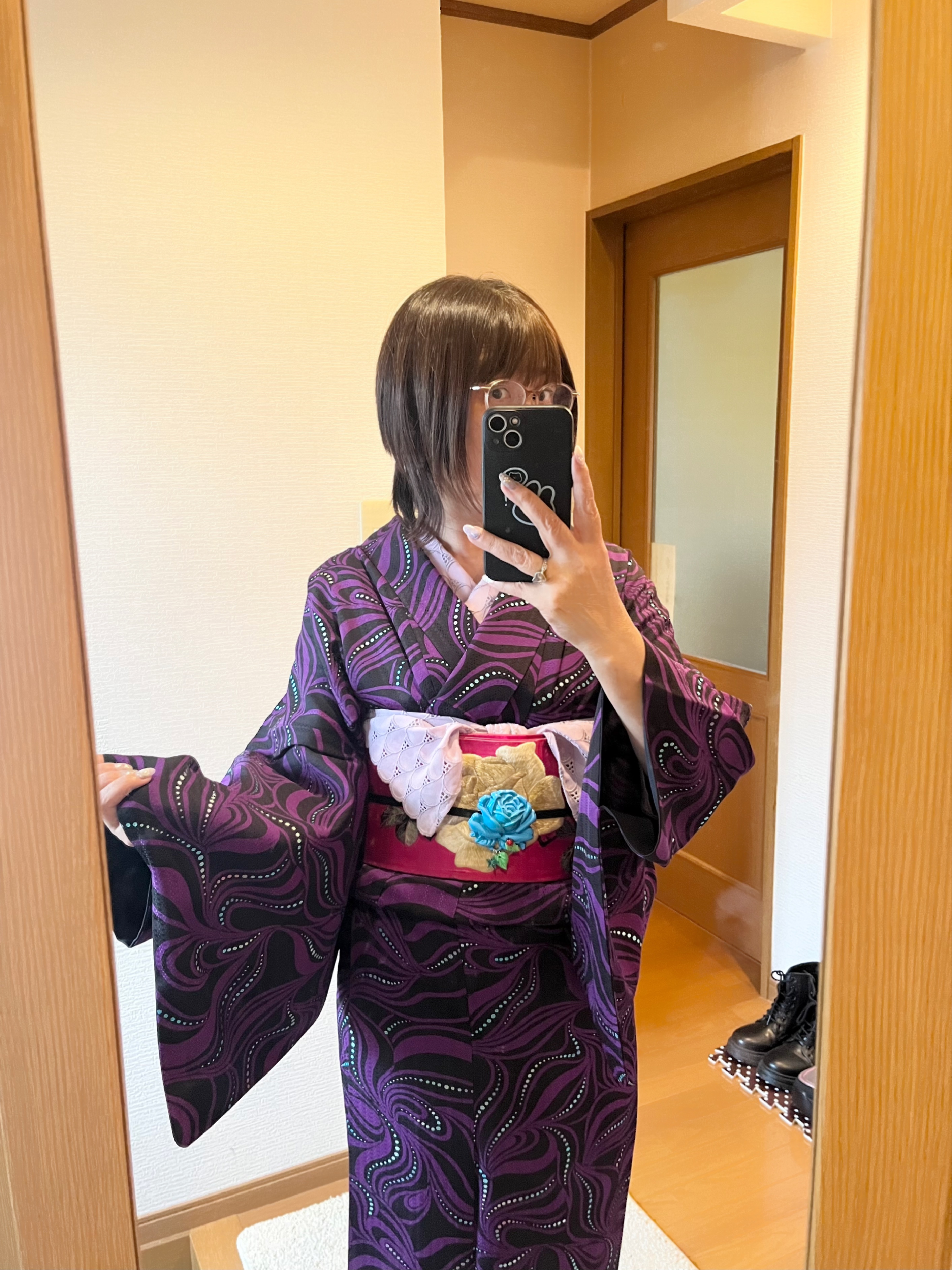 薔薇コーデ3♪薔薇の刺繍のアンティーク名古屋帯 | keitaうさぎの着物日記