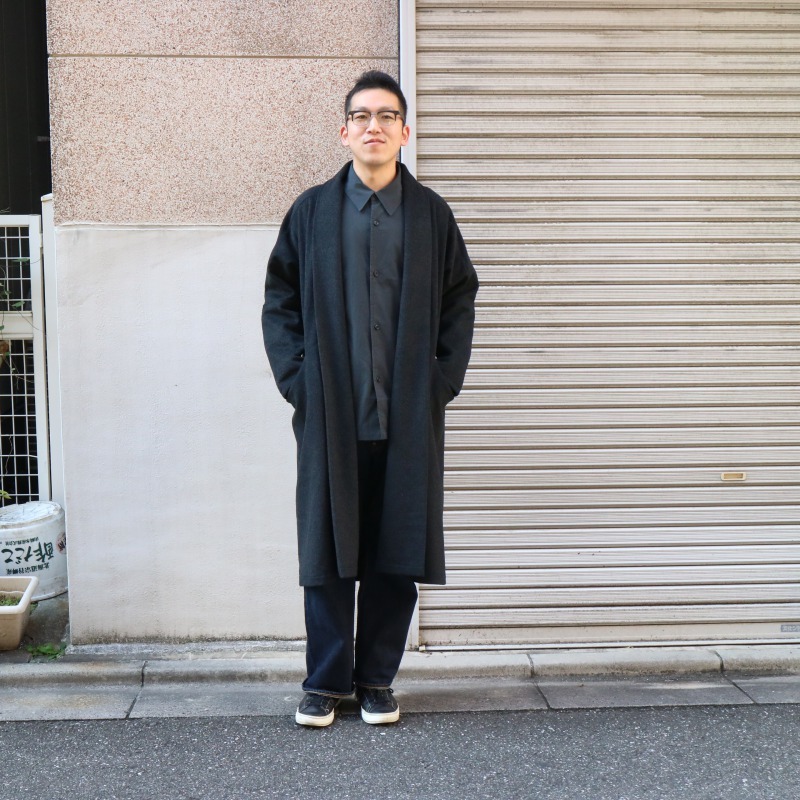 MITTAN / 「なめらか半纏コート」と「なめらか半纏ロングコート」 着用