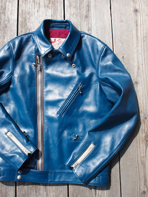 AD-03 HORSE-HIDE BRITISH ASYMMETRY JACKET -Vintage Blue- | ROOSTER