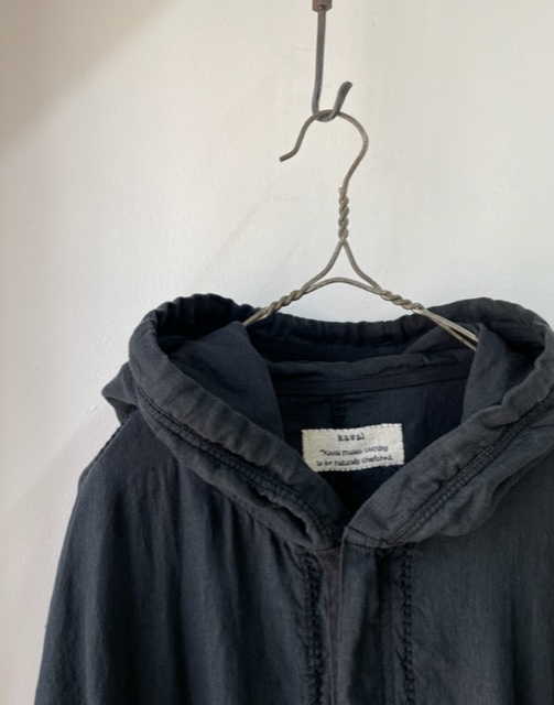 kaval / blanket stitched foodie coat “black”(カヴァルの黒い