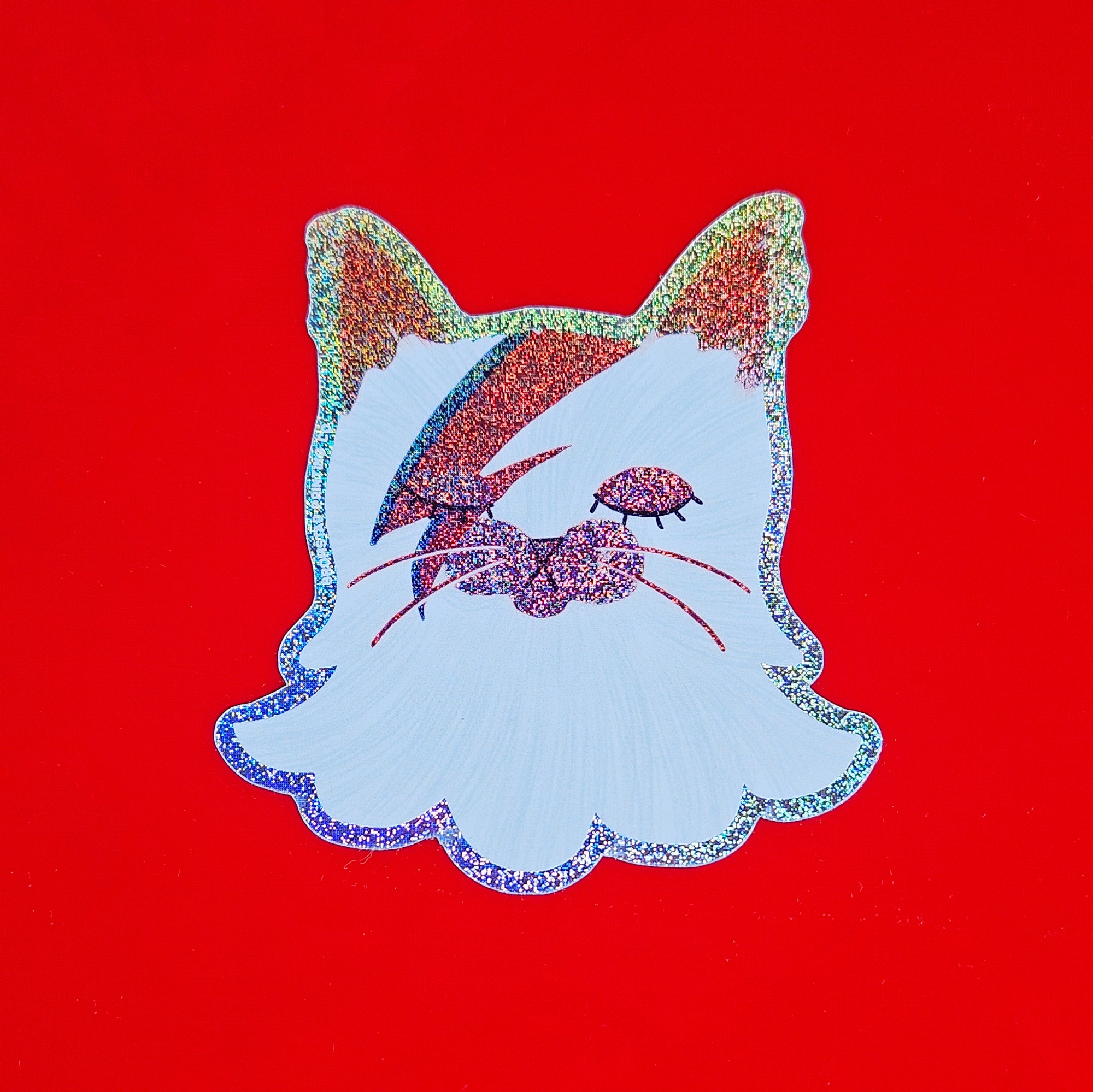 David Bowie Cat - Sparkle Sticker – Bromstad Printing Co.