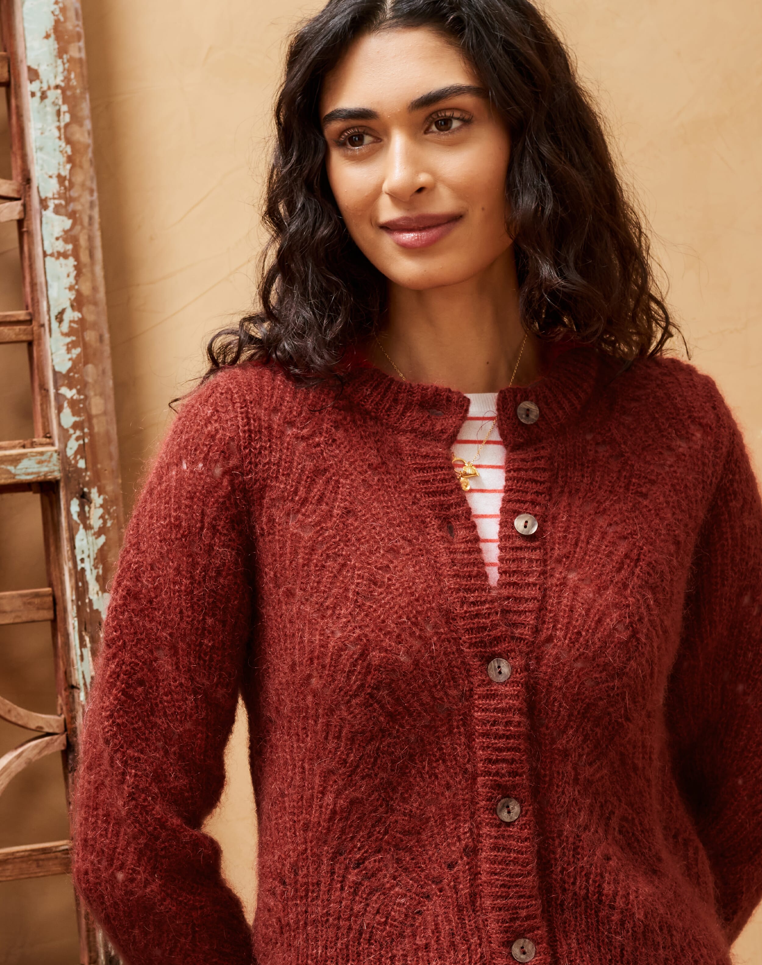 Red Mohair Lace Cardigan | Women's Cardigans | Brora Fashion