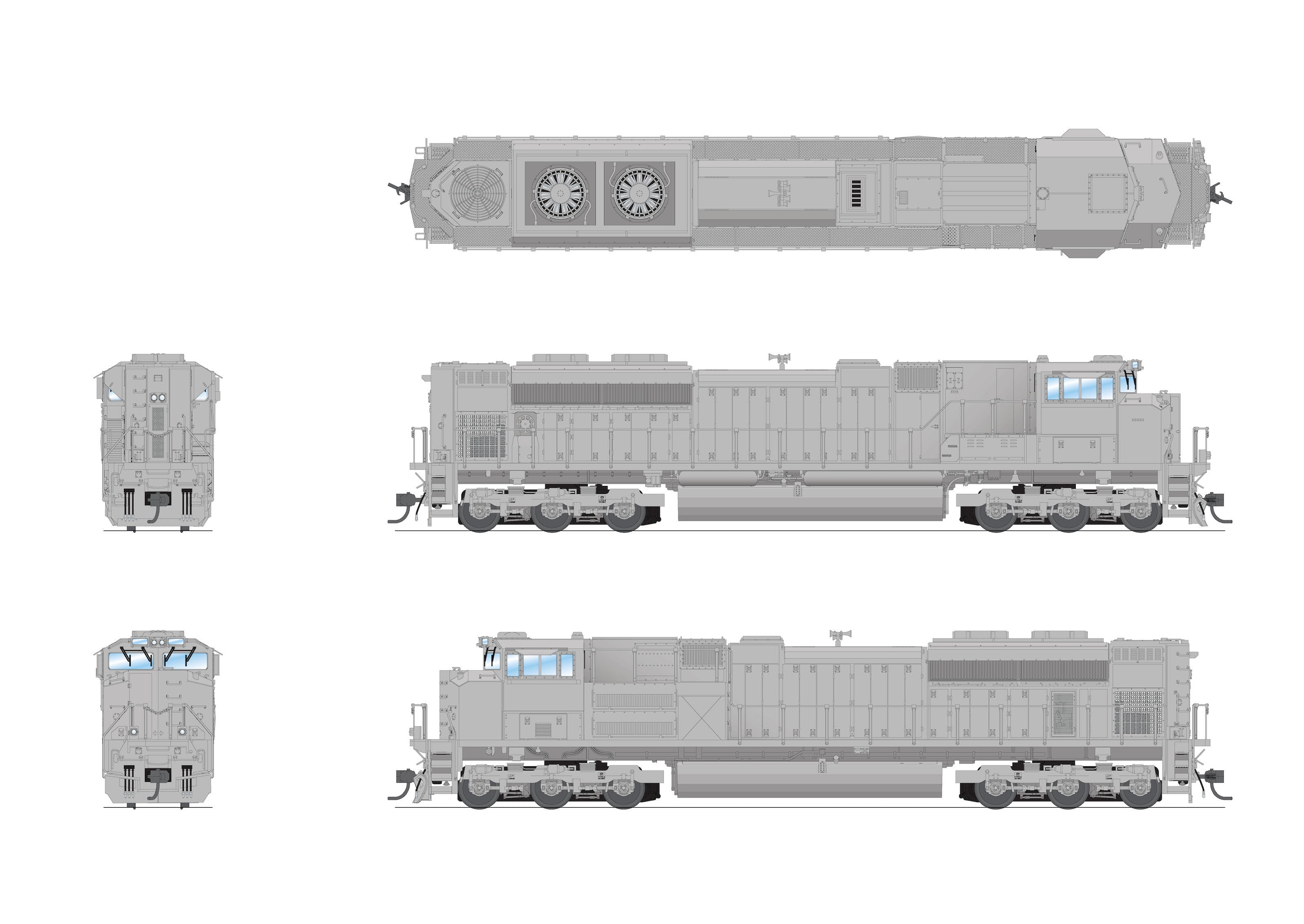 8720 EMD SD70ACe, Unpainted, High Headlight, No-Sound / DCC-Ready, HO