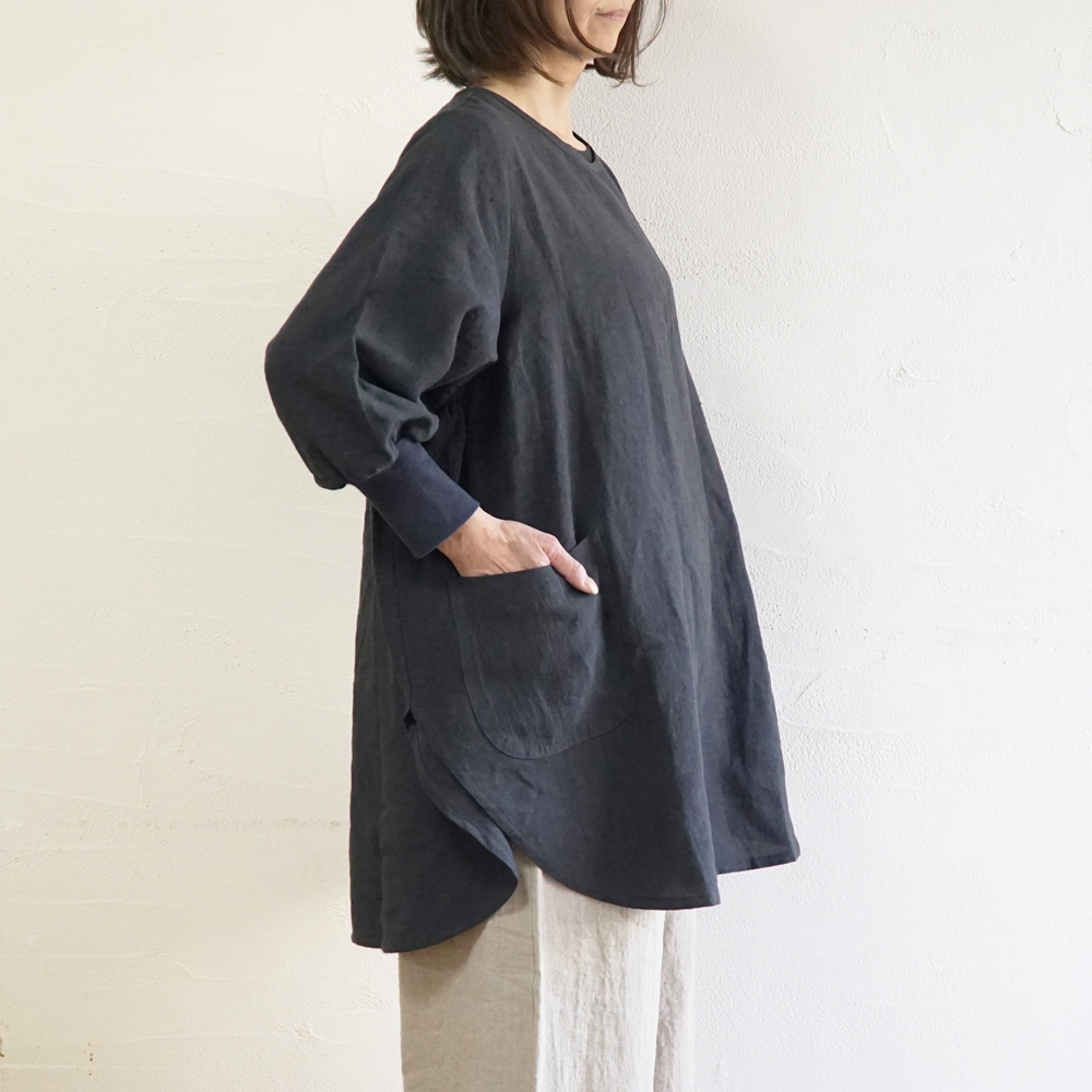 BR1768】 天日干しリネン・チュニック割烹着 | ブランチエム│50代から