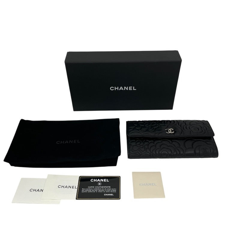 未使用品】【CHANEL】シャネル カメリア フラップ ロングウォレット