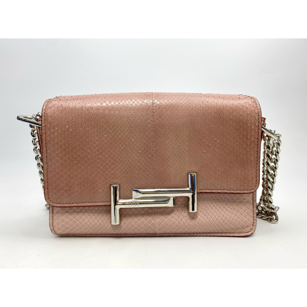 トッズ ダブルT チェーンショルダーバッグ ピンク パイソン 買取実績