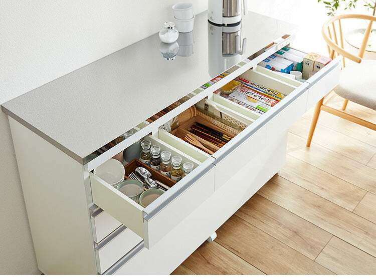 キッチンカウンター 間仕切り ステンレス天板 幅120 完成品 国産 背面