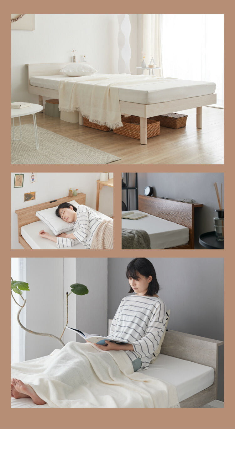 ベッド すのこベッド ダブル メラミン 宮棚 2口コンセント付き ベッド