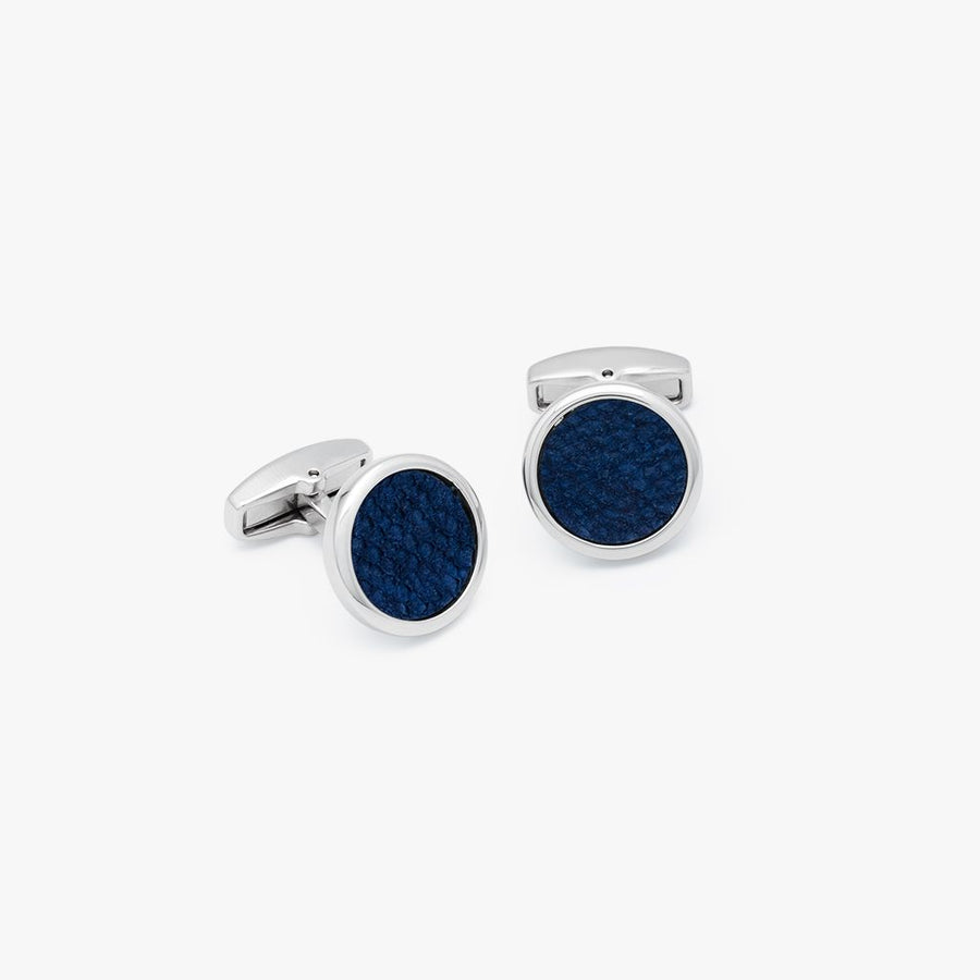 Rhodium-Plated Navy Blue Cufflinks with Atlantic Lionfish