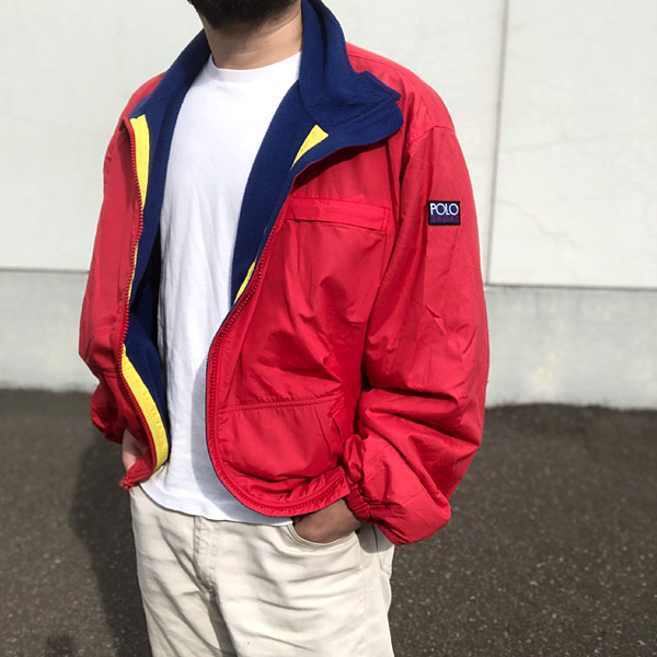 90s Polo ポロ ラルフローレン POLO SPORTパッチ 裏フリース ナイロン