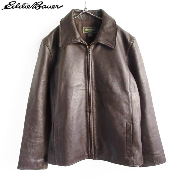 Eddie Bauer エディーバウアー 良質 レザー ジャケット ダークブラウン